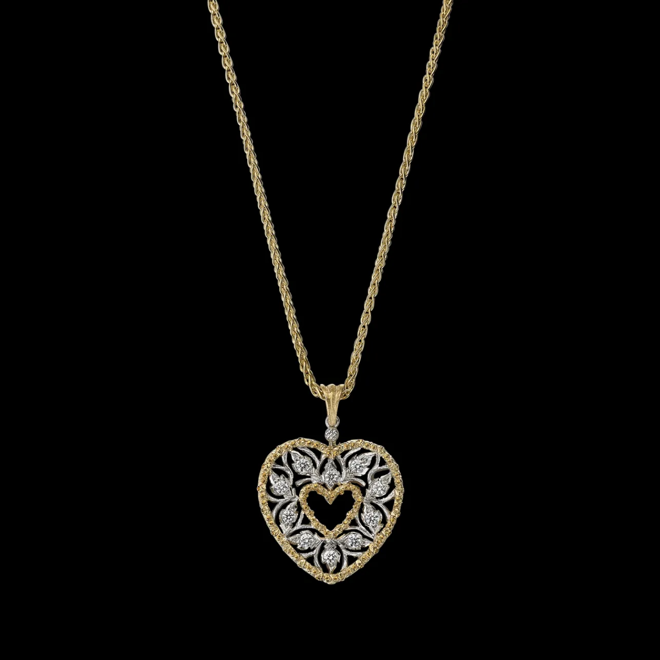 Buccellati RAMAGE WHITE AND YELLOW GOLD PENDANT WITH DIAMONDS