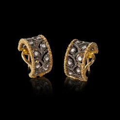 Buccellati RAMAGE YELLOW AND WHITE GOLD EARRINGS WITH DIAMONDS