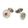 Buccellati RAYS SILVER CUFFLINKS WITH RUBIES