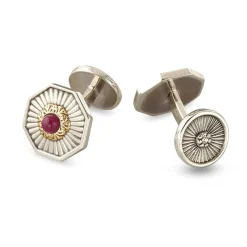 Buccellati RAYS SILVER CUFFLINKS WITH RUBIES
