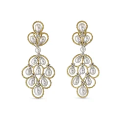 Buccellati RETE CON PERLE YELLOW AND WHITE GOLD EARRINGS