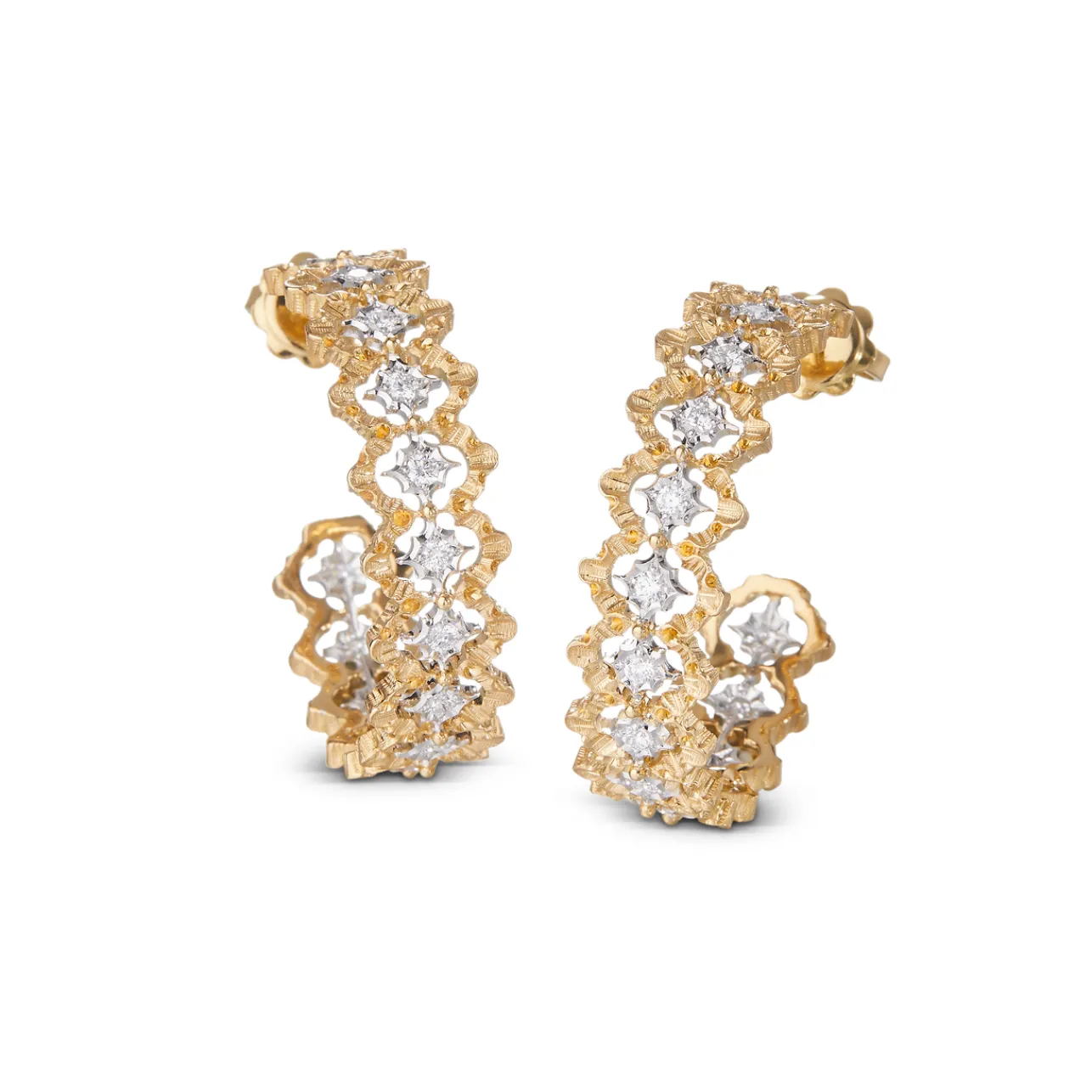 Buccellati ROMBI EARRINGS IN YELLOW AND WHITE GOLD WITH DIAMONDS