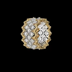 Buccellati ROMBI WHITE AND YELLOW GOLD ETERNELLE RING WITH DIAMONDS