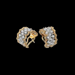 Buccellati ROMBI WHITE AND YELLOW GOLD EARRINGS WITH DIAMONDS