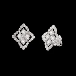 Buccellati ROMBI WHITE GOLD EARRINGS WITH DIAMONDS AND SCALLOPED BORDERS