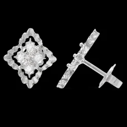 Buccellati ROMBI WHITE GOLD EARRINGS WITH DIAMONDS AND SCALLOPED BORDERS