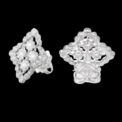 Buccellati ROMBI WHITE GOLD EARRINGS WITH DIAMONDS AND SCALLOPED BORDERS