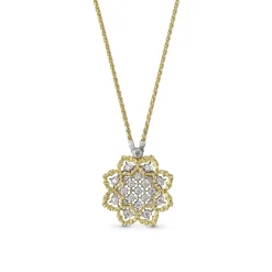 Buccellati ROMBI YELLOW AND WHITE GOLD SET PENDANT WITH DIAMONDS