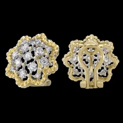 Buccellati ROMBI YELLOW AND WHITE GOLD EARRINGS WITH DIAMONDS