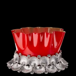 Buccellati ROSSO MARAVIGLIA VENINI GLASS CENTERPIECE WITH BASE IN SILVER