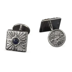 Buccellati ROUCHE SILVER CUFFLINKS WITH BLACK ONYX