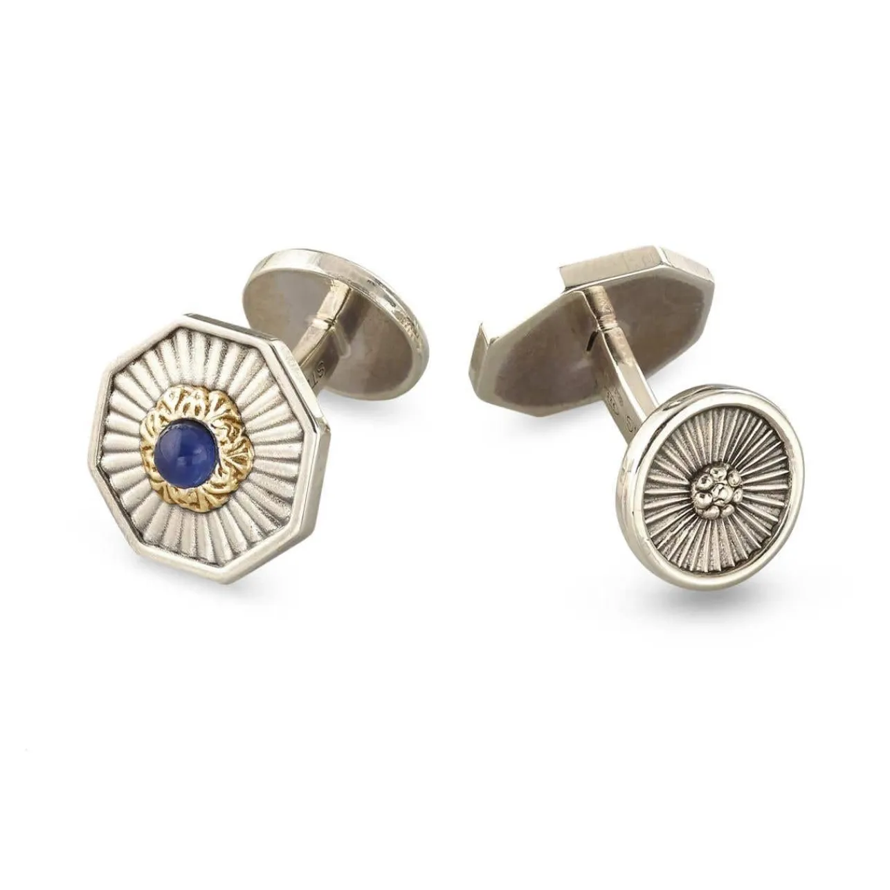 Buccellati SILVER SET CUFFLINKS WITH SAPPHIRES