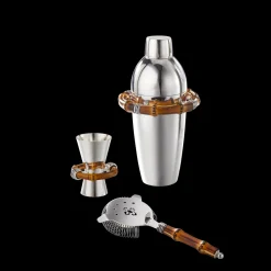 Buccellati TAHITI 4-PIECE COCKTAIL SET IN SILVER AND BAMBOO