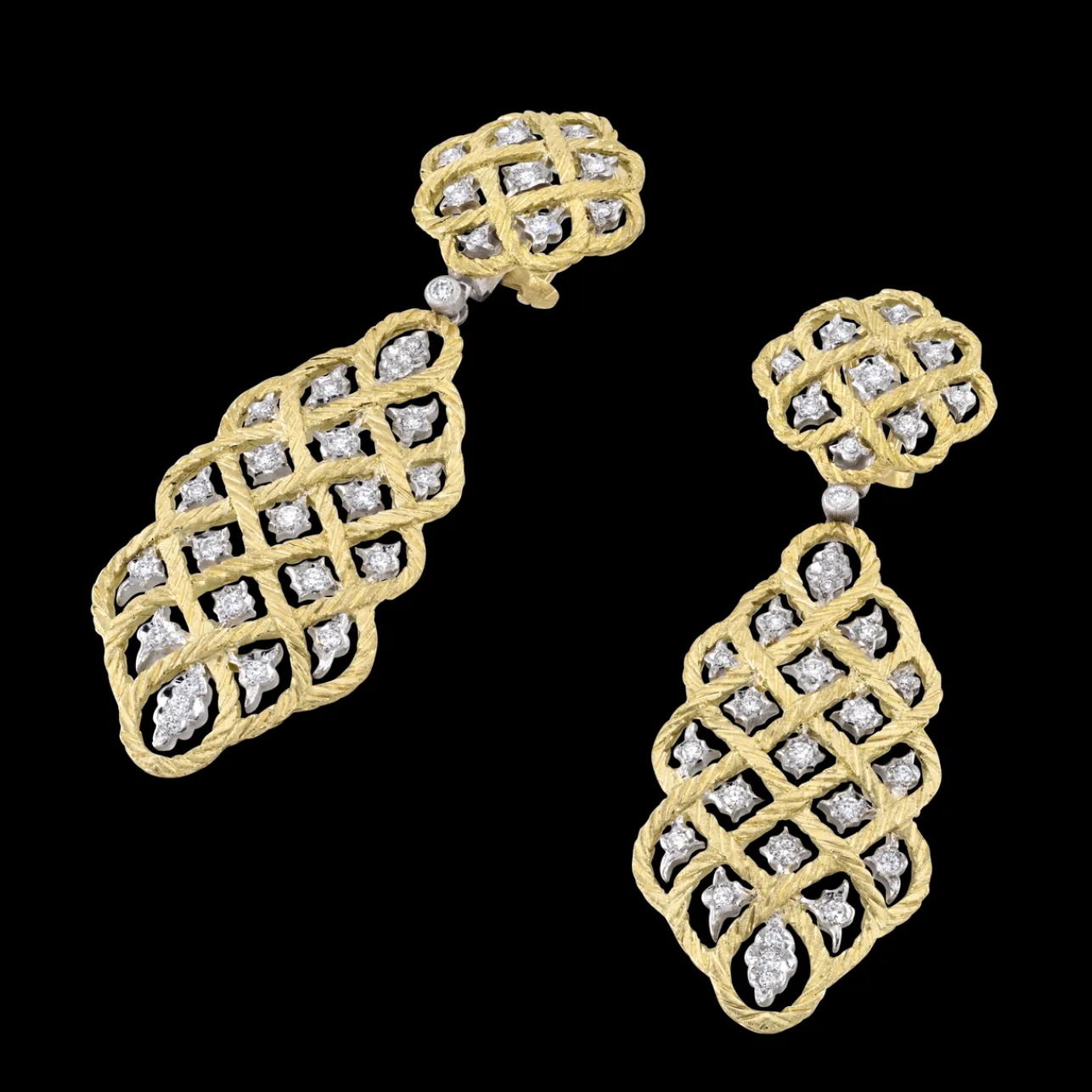 Buccellati ÉTOILÉE YELLOW AND WHITE GOLD EARRINGS WITH DIAMONDS