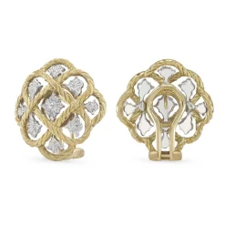 Buccellati ÉTOILÉE YELLOW AND WHITE GOLD EARRINGS WITH THREE GOLD THREADS