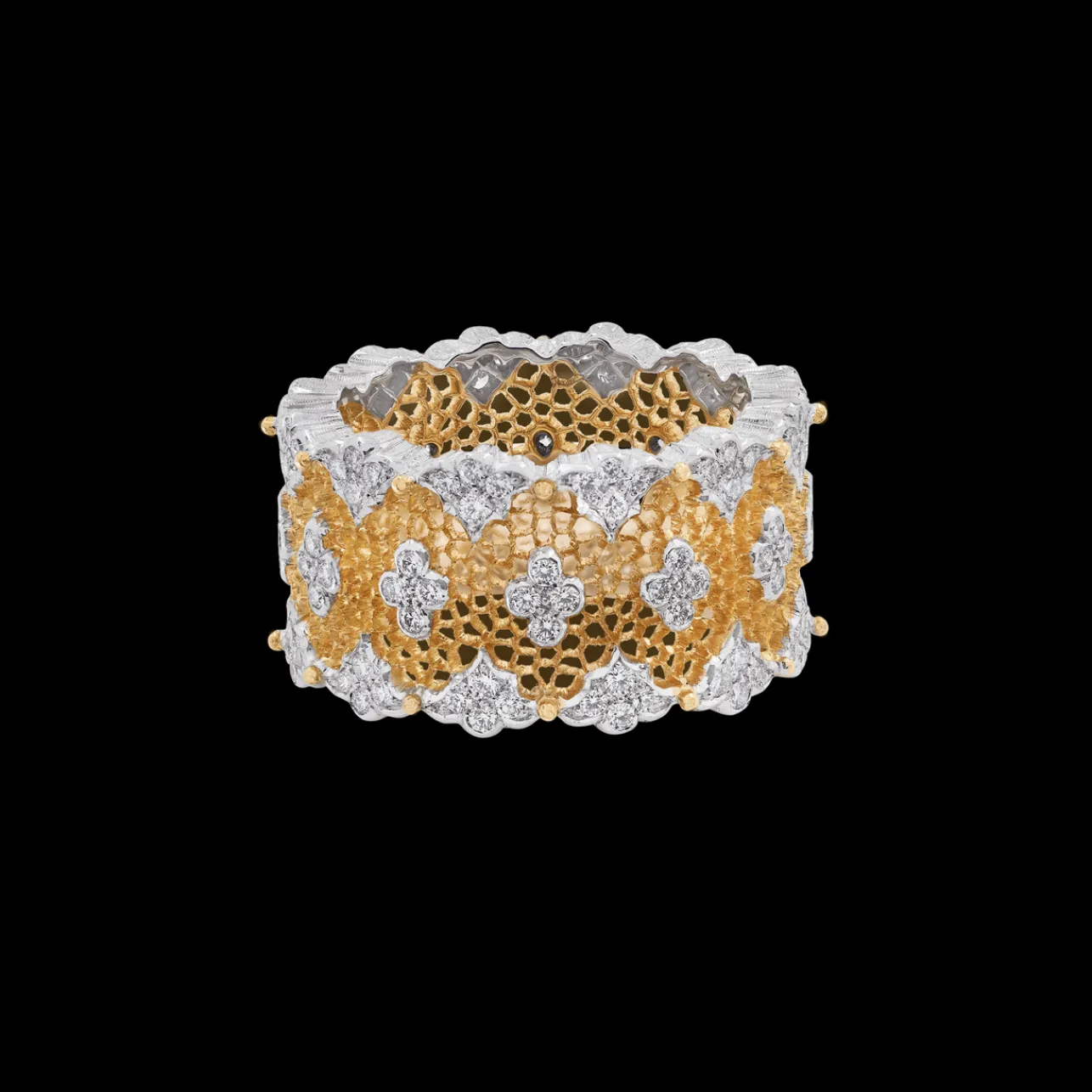 Buccellati TULLE WHITE AND YELLOW GOLD PARIGI ETERNELLE RING