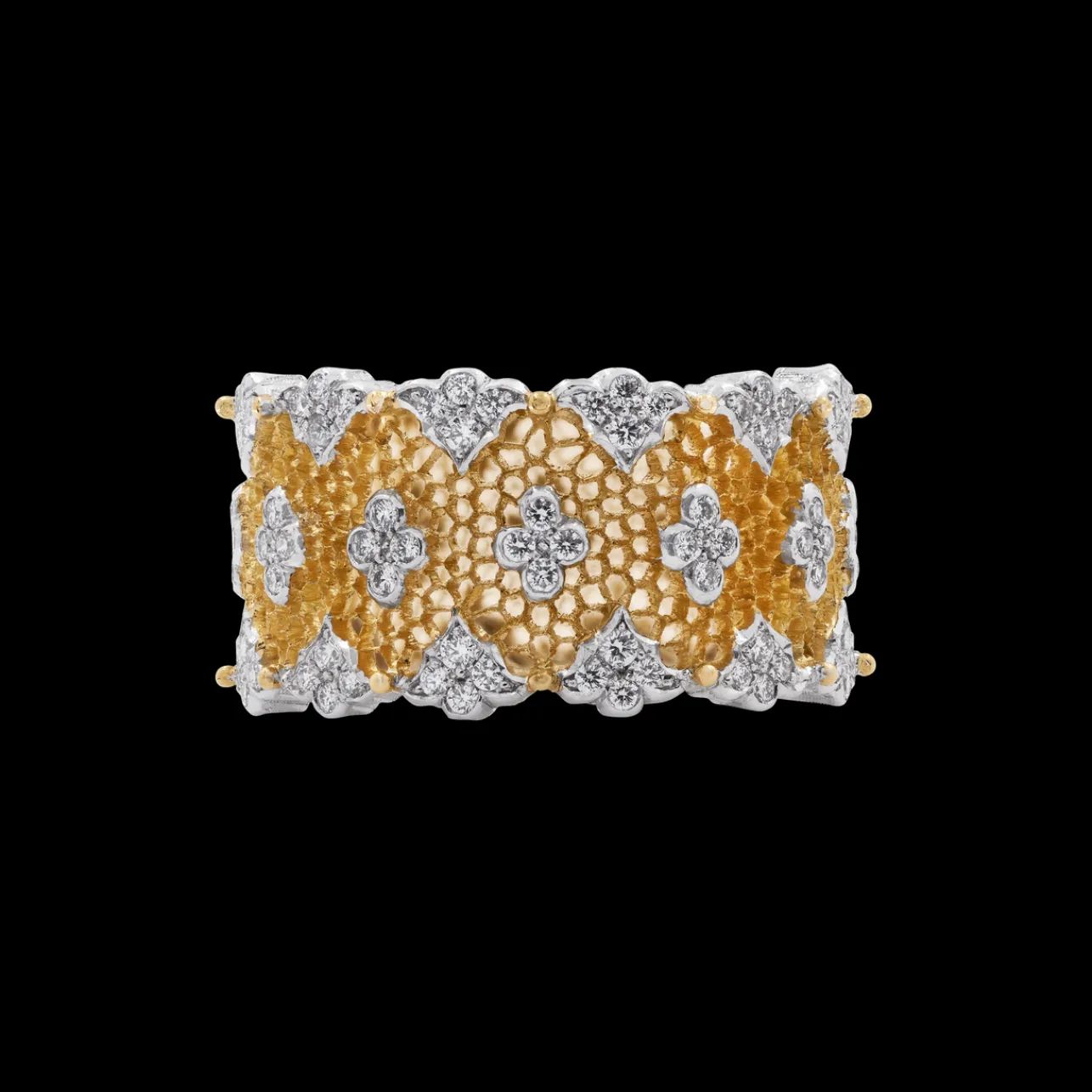 Buccellati TULLE WHITE AND YELLOW GOLD PARIGI ETERNELLE RING
