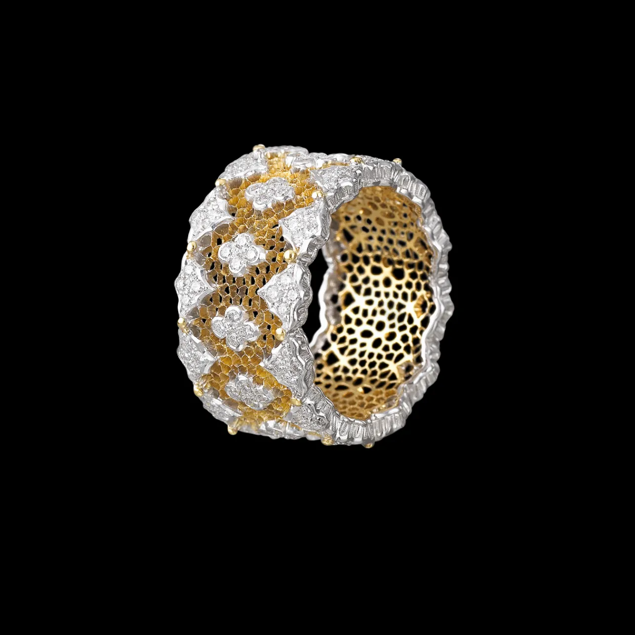 Buccellati TULLE WHITE AND YELLOW GOLD PARIGI ETERNELLE RING