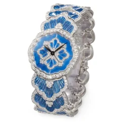 Buccellati TULLE WHITE GOLD WATCH IN LIGHT BLUE ENAMEL WITH DIAMONDS