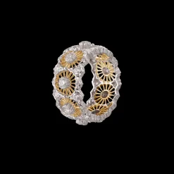 Buccellati TULLE YELLOW AND WHITE GOLD RAGGIERA ETERNELLE BAND WITH DIAMONDS