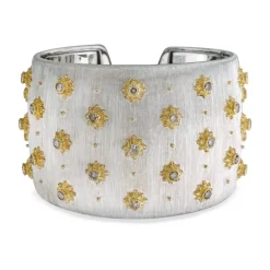 Buccellati WHITE AND YELLOW GOLD CUFF BRACELET WITH FANCY DIAMONDS