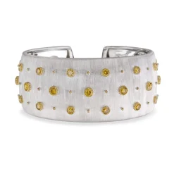 Buccellati WHITE AND YELLOW GOLD CUFF BRACELET WITH FANCY DIAMONDS