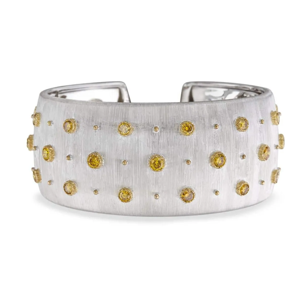 Buccellati WHITE AND YELLOW GOLD CUFF BRACELET WITH FANCY DIAMONDS