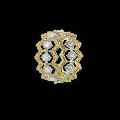 Buccellati WHITE AND YELLOW GOLD ETERNELLE BAND WITH ROUND DIAMONDS