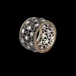 Buccellati WHITE AND YELLOW GOLD ETERNELLE BAND WITH DIAMONDS CAMPANELLI STYLE