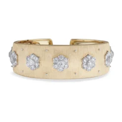 Buccellati YELLOW AND WHITE GOLD CUFF 2.0 BRACELET WITH DIAMONDS