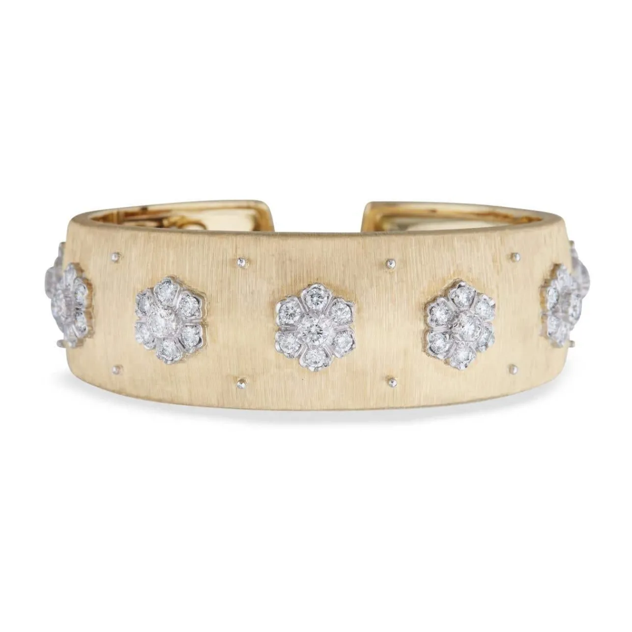 Buccellati YELLOW AND WHITE GOLD CUFF 2.0 BRACELET WITH DIAMONDS