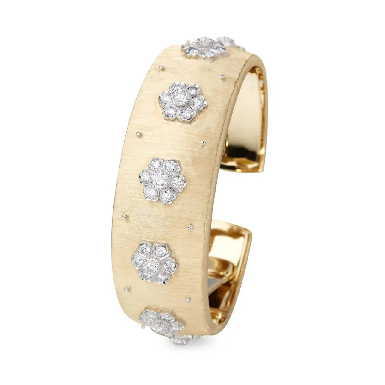 Buccellati YELLOW AND WHITE GOLD CUFF 2.0 BRACELET WITH DIAMONDS