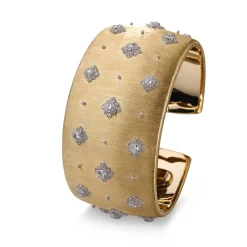 Buccellati YELLOW AND WHITE GOLD CUFF 3.5 BRACELET WITH ROUND DIAMONDS