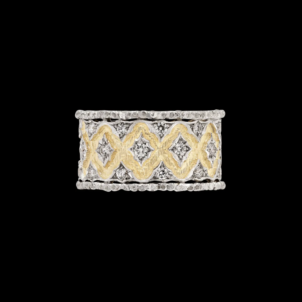 Buccellati YELLOW AND WHITE GOLD ETERNELLE BAND WITH ROUND DIAMONDS